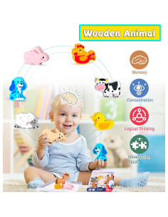 Rompecabezas de Animales de Madera 12 Piezas Montessori 2