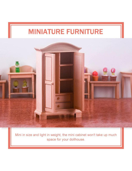 Mini Gabinete de Madera Milisten 1:12 para Casa de Muñecas