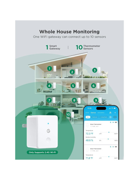 GoveeLife Termómetro e Higrómetro WiFi 3 Sensores 230g