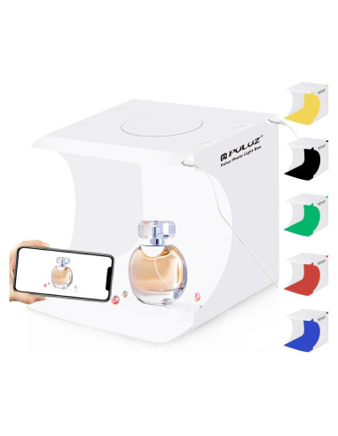 Caja de Estudio Fotográfico PULUZ 20cm con Luz LED y Fondos