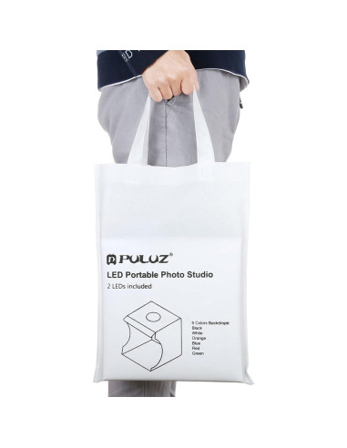 Caja de Estudio Fotográfico PULUZ 20cm con Luz LED y Fondos