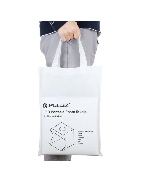 Caja de Estudio Fotográfico PULUZ 20cm con Luz LED y Fondos