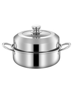 Olla de Vapor JMTEEA 28 cm Acero Inoxidable con Tapa