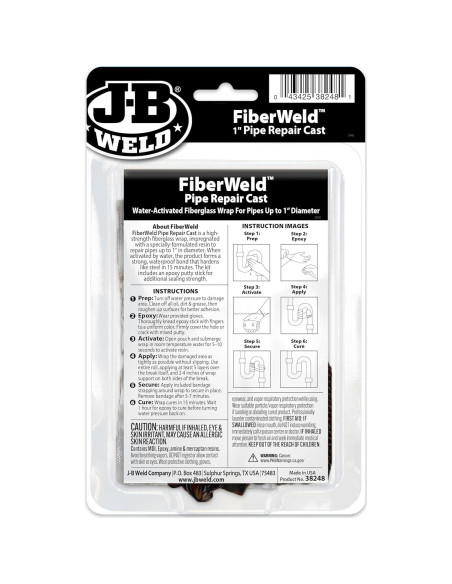 FiberWeld Reparación de Tuberías J-B Weld 5.08x121.92 cm Blanco