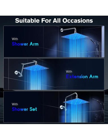 Cabezal de Ducha de Lluvia HUUKE 10" Alta Presión LED Cromo