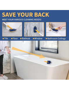 Cepillo Limpiador de Bañera BOOMJOY 147 cm Mango Largo 3 en 1 2