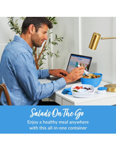 Contenedor de Ensalada Bentgo Azul 1.6L con Bandeja 4 Compartimentos 2