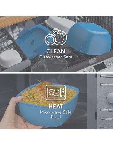 Contenedor de Ensalada Bentgo Azul 1.6L con Bandeja 4 Compartimentos