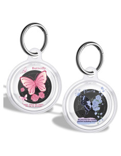 Estuche Protector CameCosy para AirTag Mariposa Azul/Rosa