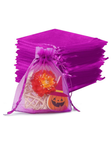 50 Bolsas de Organza Rosa Fucsia 10x12 cm con Cierre