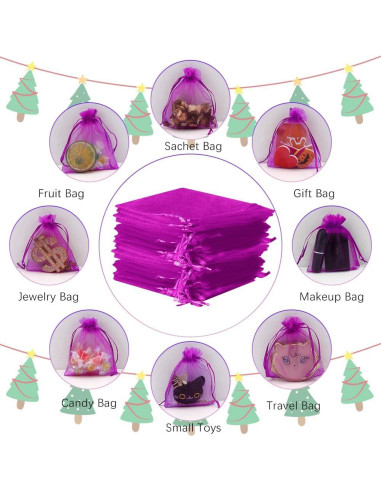 50 Bolsas de Organza Rosa Fucsia 10x12 cm con Cierre