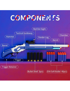 Escopeta de Juguete WNXQGZ Azul con Balas de Foam 68.5 cm 2