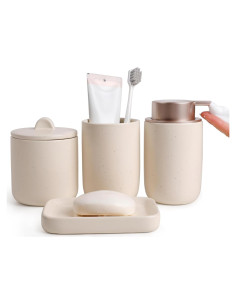 Conjunto de Accesorios de Baño BosilunLife 4 Piezas Cerámica Albaricoque