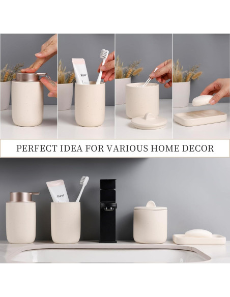 Conjunto de Accesorios de Baño BosilunLife 4 Piezas Cerámica Albaricoque