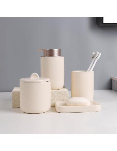 Conjunto de Accesorios de Baño BosilunLife 4 Piezas Cerámica Albaricoque