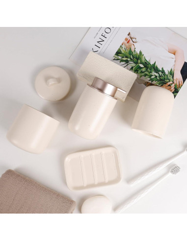 Conjunto de Accesorios de Baño BosilunLife 4 Piezas Cerámica Albaricoque