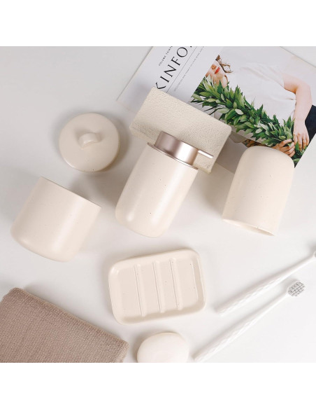 Conjunto de Accesorios de Baño BosilunLife 4 Piezas Cerámica Albaricoque