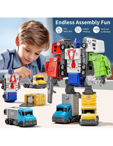 Juguetes Desarmables 5 en 1 WATUDOU Robot con Luz y Sonido