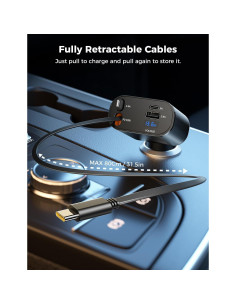 Cargador de coche retráctil SUPERONE 4 en 1 USB C 60W 2