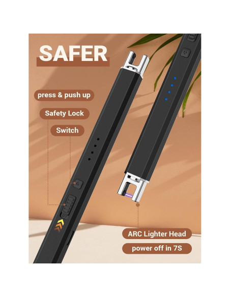 Encendedor Eléctrico Recargable CAREVER para Velas - Negro