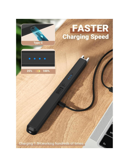 Encendedor Eléctrico Recargable CAREVER para Velas - Negro