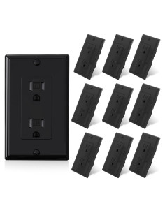 Toma de Corriente Decorativa ELEGRP 15A 125V Negro Brillante Paquete 10