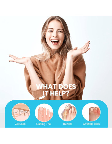 Separadores de dedos juanetes Promifun, gel, 10 piezas, azul