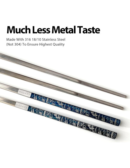 Palillos de Metal Reutilizables Hagary Onda Azul 2 Pares