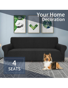 Funda de Sofá XL JIVINER Elástica Antideslizante Negra 2