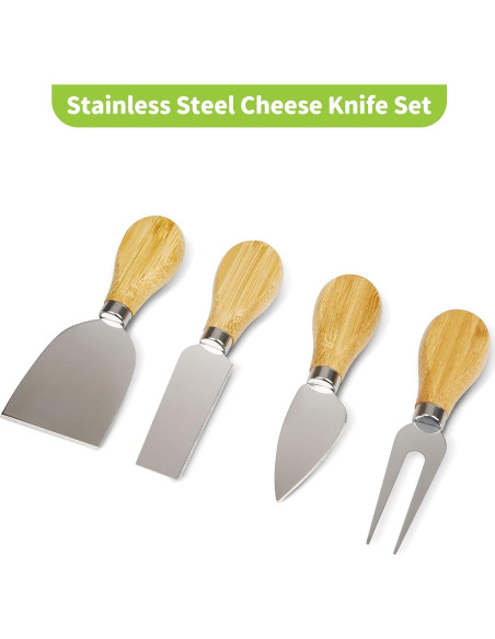 Tabla de Queso Secura de Bambú Natural con Cuchillos 35.6x27.9cm