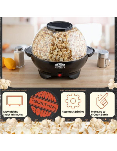 Máquina de Palomitas Eléctrica Great Northern 800W 6 Cuartos