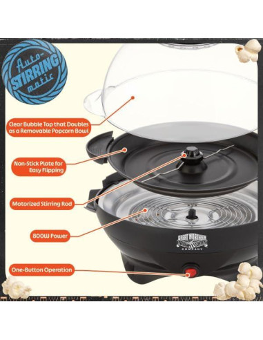 Máquina de Palomitas Eléctrica Great Northern 800W 6 Cuartos