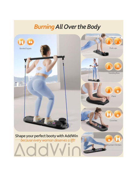Tabla de Pilates AddWin 15-en-1 Plegable para Ejercicio en Casa