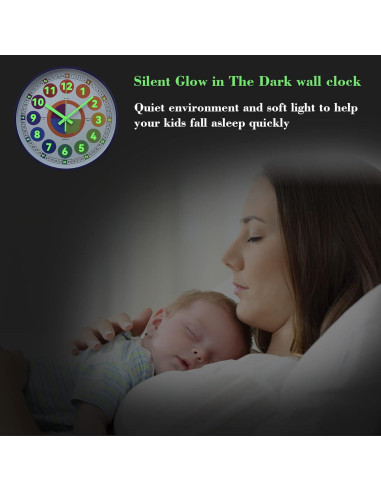 Reloj de Aprendizaje DORBOKER 30 cm Colorido Silencioso