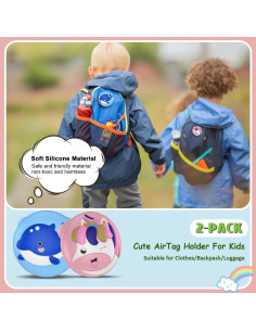 Estuche de Silicona Impermeable BIQIRE para AirTag - 2 Pcs Azul/Rosa 2