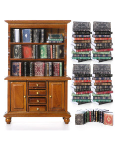 Mini Librería de Madera Chivertion con 48 Libros 1:12