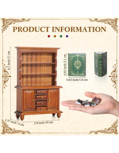 Mini Librería de Madera Chivertion con 48 Libros 1:12 2