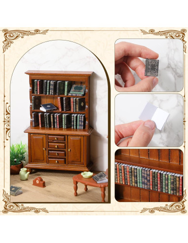 Mini Librería de Madera Chivertion con 48 Libros 1:12