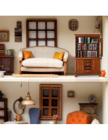 Mini Librería de Madera Chivertion con 48 Libros 1:12