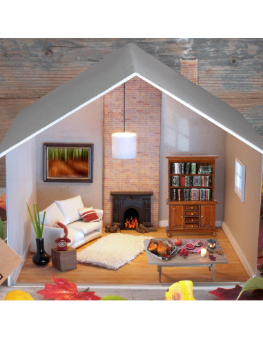 Mini Librería de Madera Chivertion con 48 Libros 1:12