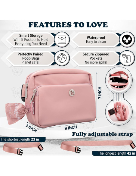 Bolsa de Paseo para Perros Puppington 3 en 1 Rosa Blush