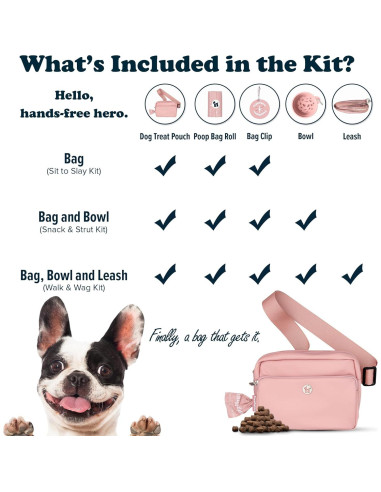 Bolsa de Paseo para Perros Puppington 3 en 1 Rosa Blush