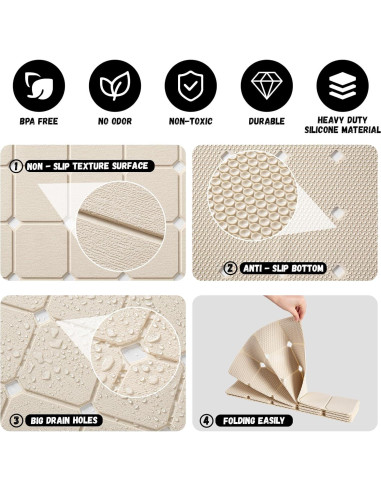 Alfombra de Baño Antideslizante KINBEAR Silicona Beige 71.1x45 cm