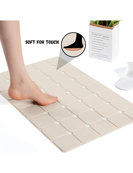 Alfombra de Baño Antideslizante KINBEAR Silicona Beige 71.1x45 cm