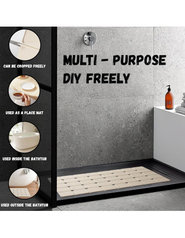 Alfombra de Baño Antideslizante KINBEAR Silicona Beige 71.1x45 cm