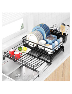 Escurridor de Platos Extensible COHOSEGE Negro 55.12x41.91cm