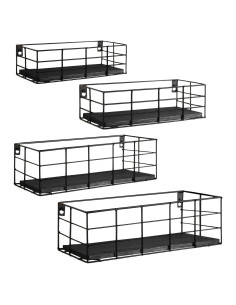 Estanterías Flotantes Fixwal 4 Piezas Negro para Pared