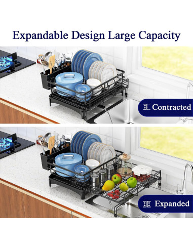 Escurridor de Platos Extensible COHOSEGE Negro 55.12x41.91cm