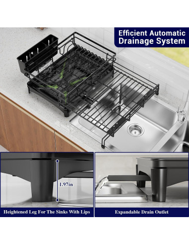 Escurridor de Platos Extensible COHOSEGE Negro 55.12x41.91cm
