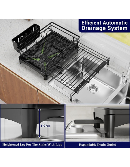 Escurridor de Platos Extensible COHOSEGE Negro 55.12x41.91cm